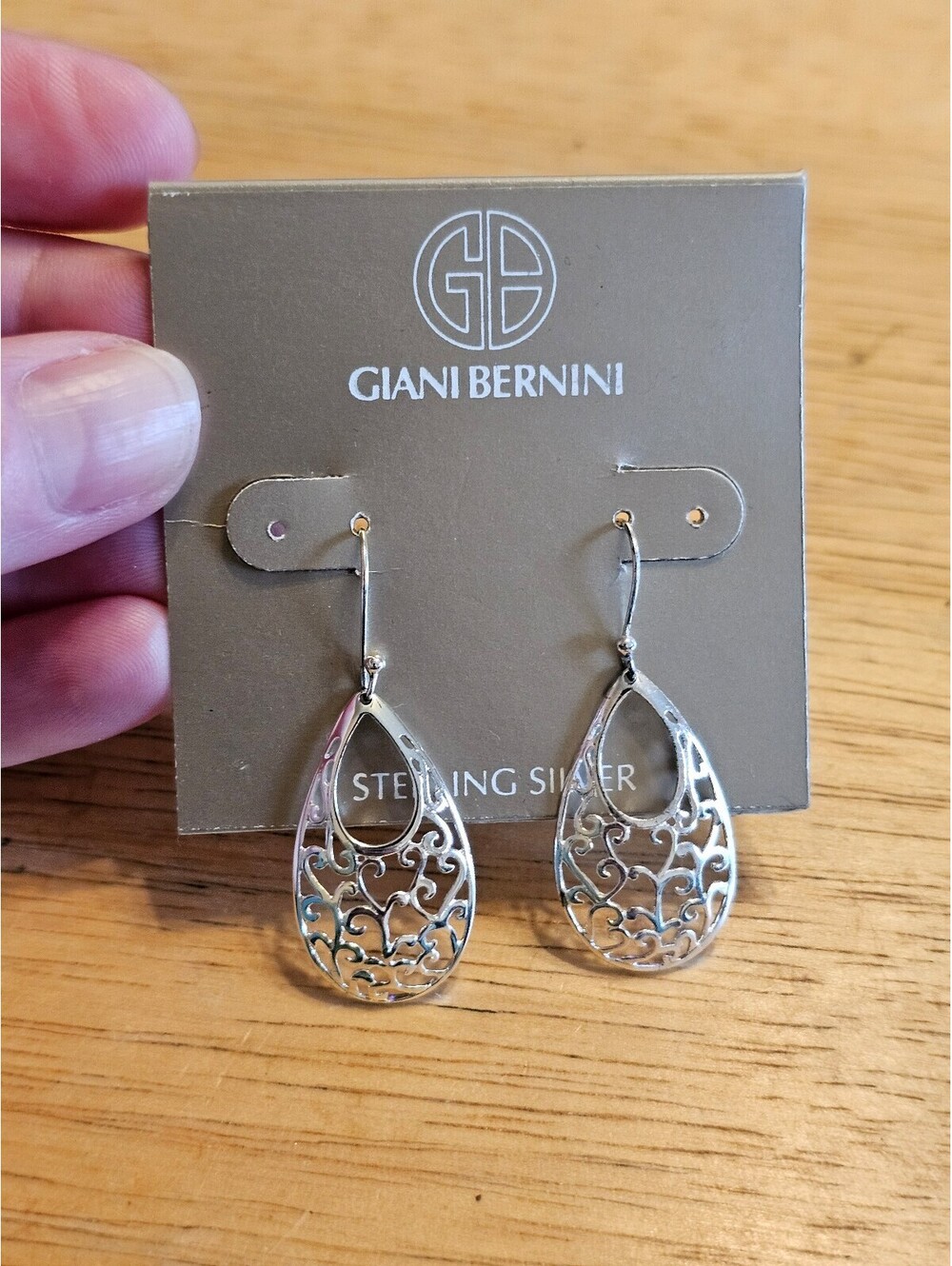 Gianni Bernini Sterling Silver Filigree Teardrop Dangle Earrings
